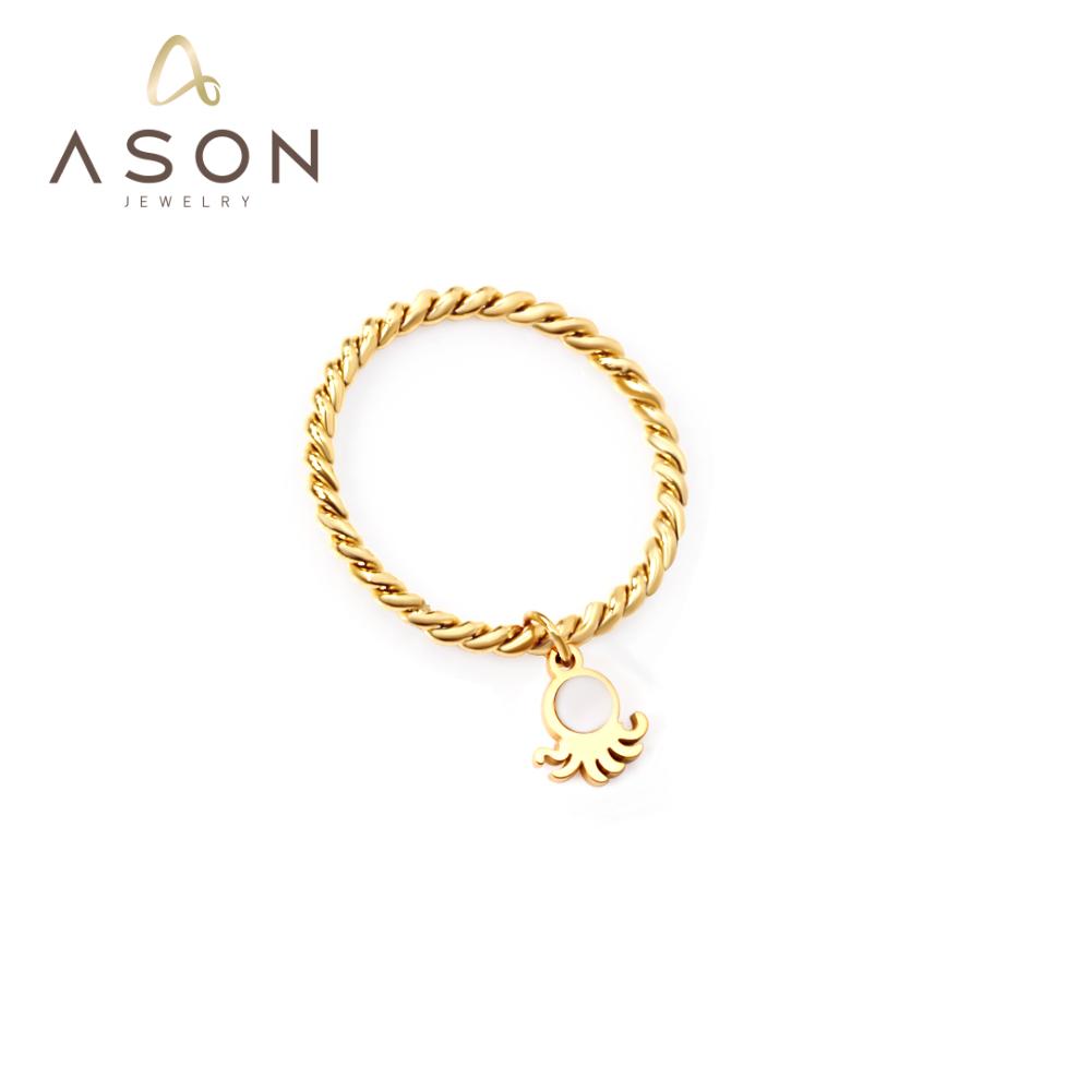ASON Gold Color New Styles Ring 316L Stainless Steel Finger Ring with Charm for Women Fashion Jewelry Accessories asonjewelry